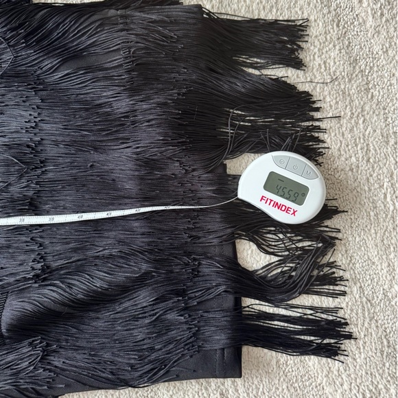 Black Fringe Backless Halter Dress - Picture 9 of 12